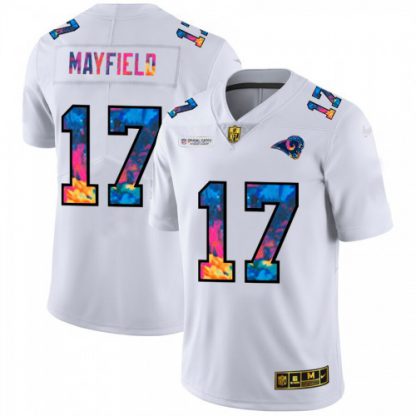 Los Angeles Los Angeles Rams #17 Baker Mayfield Men's White Nike Multi-Color 2020 NFL Crucial Catch Limited NFL Jersey