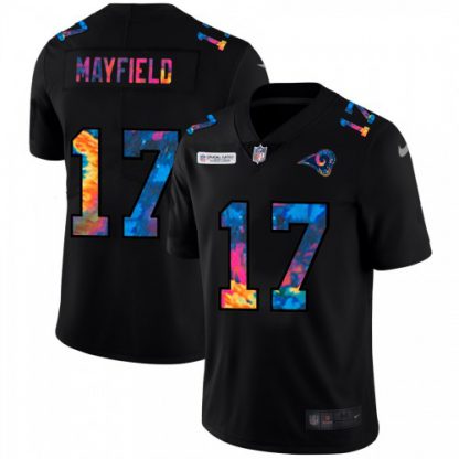 Los Angeles Los Angeles Rams #17 Baker Mayfield Men's Nike Multi-Color Black 2020 NFL Crucial Catch Vapor Untouchable Limited Jersey
