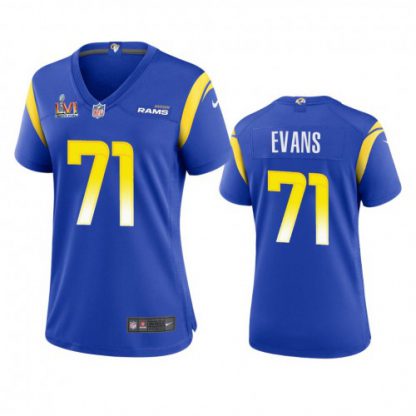 Los Angeles Los Angeles Rams #71 Bobby Evans Women's Super Bowl LVI Patch Nike Game NFL Jersey - Royal