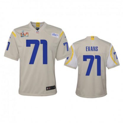 Los Angeles Los Angeles Rams #71 Bobby Evans Youth Super Bowl LVI Patch Nike Game NFL Jersey - Bone