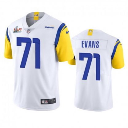 Los Angeles Los Angeles Rams #71 Bobby Evans Men's Super Bowl LVI Patch Nike Alternate Vapor Limited NFL Jersey - White