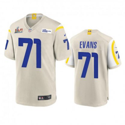 Los Angeles Los Angeles Rams #71 Bobby Evans Men's Super Bowl LVI Patch Nike Game NFL Jersey - Bone