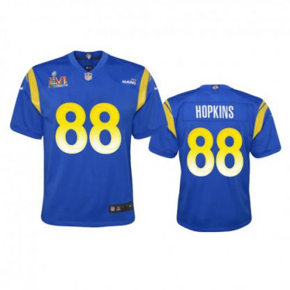 Los Angeles Los Angeles Rams #88 Brycen Hopkins Youth Super Bowl LVI Patch Nike Game NFL Jersey - Royal