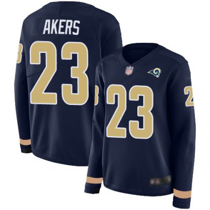 Nike Los Angeles Rams #23 Cam Akers Navy Blue Team Color Women's Stitched NFL Limited Therma Long Sleeve Jersey