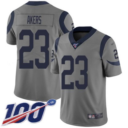 Nike Los Angeles Rams #23 Cam Akers Gray Youth Stitched NFL Limited Inverted Legend 100th Season Jersey