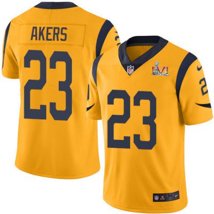 Nike Los Angeles Rams #23 Cam Akers Gold Super Bowl LVI Patch Youth Stitched NFL Limited Rush Jersey