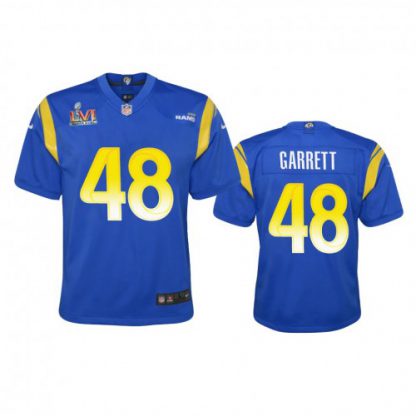 Los Angeles Los Angeles Rams #48 Chris Garrett Youth Super Bowl LVI Patch Nike Game NFL Jersey - Royal