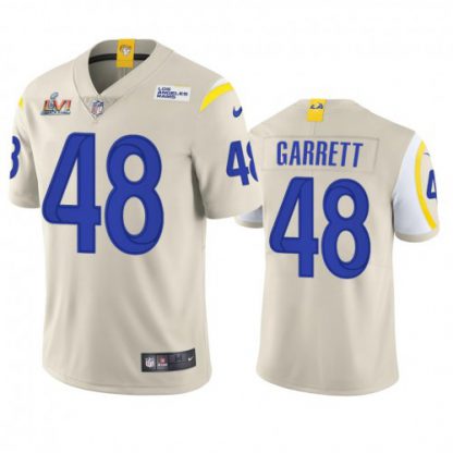 Los Angeles Los Angeles Rams #48 Chris Garrett Men's Super Bowl LVI Patch Nike Vapor Limited NFL Jersey - Bone