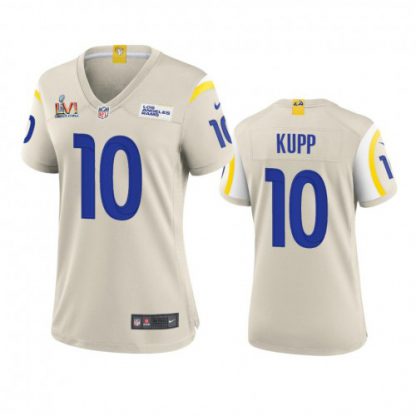 Los Angeles Los Angeles Rams #10 Cooper Kupp Women's Super Bowl LVI Patch Nike Game NFL Jersey - Bone