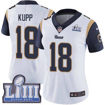 Nike Los Angeles Rams #18 Cooper Kupp White Super Bowl LIII Bound Women's Stitched NFL Vapor Untouchable Limited Jersey
