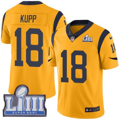 Nike Los Angeles Rams #18 Cooper Kupp Gold Super Bowl LIII Bound Youth Stitched NFL Limited Rush Jersey