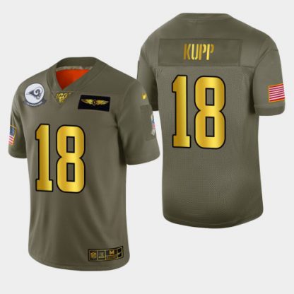 Nike Los Angeles Rams #18 Cooper Kupp Men's Olive Gold 2019 Salute to Service NFL 100 Limited Jersey