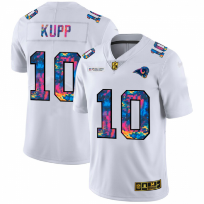 Los Angeles Los Angeles Rams #10 Cooper Kupp Men's White Nike Multi-Color 2020 NFL Crucial Catch Limited NFL Jersey