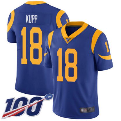 Nike Los Angeles Rams #18 Cooper Kupp Royal Blue Alternate Men's Stitched NFL 100th Season Vapor Limited Jersey