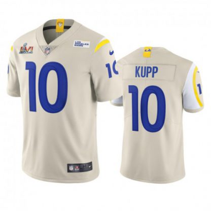 Los Angeles Los Angeles Rams #10 Cooper Kupp Men's Super Bowl LVI Patch Nike Vapor Limited NFL Jersey - Bone