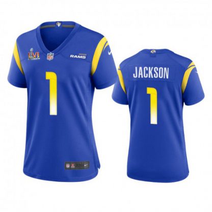 Los Angeles Los Angeles Rams #1 Desean Jackson Women's Super Bowl LVI Patch Nike Game NFL Jersey - Royal