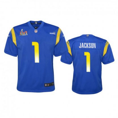 Los Angeles Los Angeles Rams #1 Desean Jackson Youth Super Bowl LVI Patch Nike Game NFL Jersey - Royal