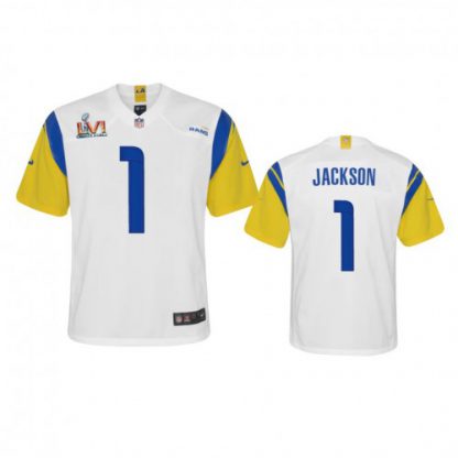 Los Angeles Los Angeles Rams #1 Desean Jackson Youth Super Bowl LVI Patch Nike Alternate Game NFL Jersey - White