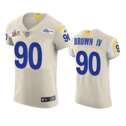 Los Angeles Los Angeles Rams #90 Earnest Brown IV Men's Super Bowl LVI Patch Nike Vapor Elite Player NFL Jersey - Bone