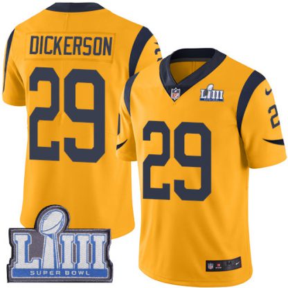 Nike Los Angeles Rams #29 Eric Dickerson Gold Super Bowl LIII Bound Youth Stitched NFL Limited Rush Jersey