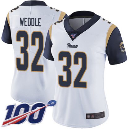 Nike Los Angeles Rams #32 Eric Weddle White Women's Stitched NFL 100th Season Vapor Limited Jersey