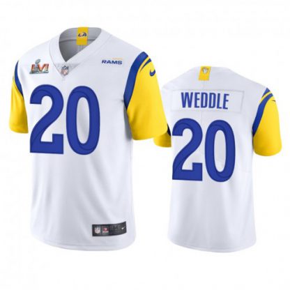 Los Angeles Los Angeles Rams #20 Eric Weddle Men's Super Bowl LVI Patch Nike Alternate Vapor Limited NFL Jersey - White