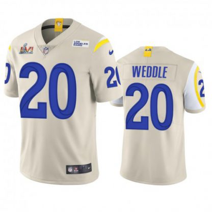 Los Angeles Los Angeles Rams #20 Eric Weddle Men's Super Bowl LVI Patch Nike Vapor Limited NFL Jersey - Bone
