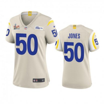Los Angeles Los Angeles Rams #50 Ernest Jones Women's Super Bowl LVI Patch Nike Game NFL Jersey - Bone