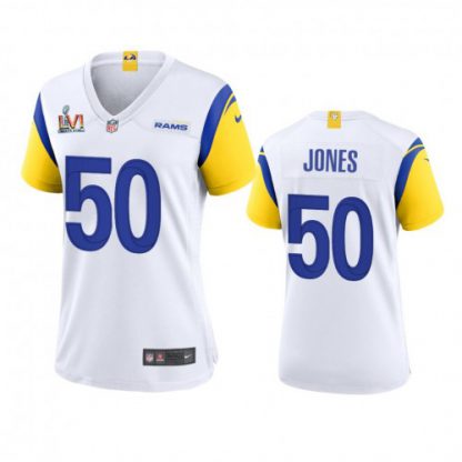 Los Angeles Los Angeles Rams #50 Ernest Jones Women's Super Bowl LVI Patch Nike Alternate Game NFL Jersey - White