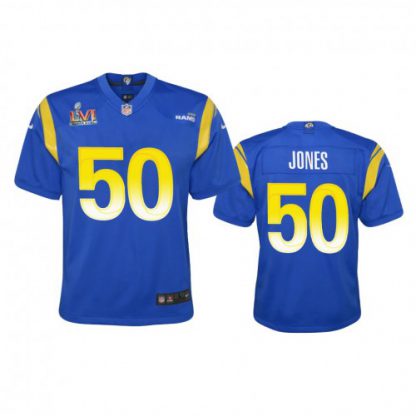 Los Angeles Los Angeles Rams #50 Ernest Jones Youth Super Bowl LVI Patch Nike Game NFL Jersey - Royal