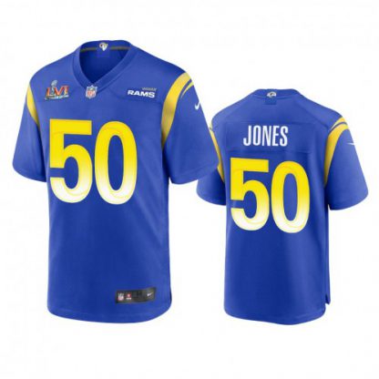 Los Angeles Los Angeles Rams #50 Ernest Jones Men's Super Bowl LVI Patch Nike Game NFL Jersey - Royal