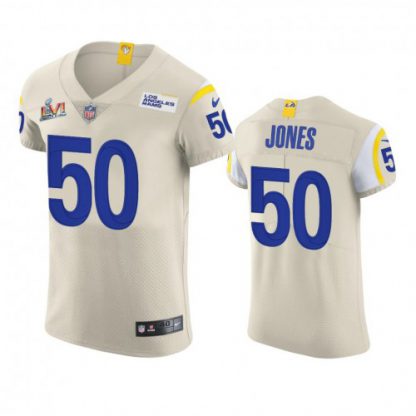 Los Angeles Los Angeles Rams #50 Ernest Jones Men's Super Bowl LVI Patch Nike Vapor Elite Player NFL Jersey - Bone
