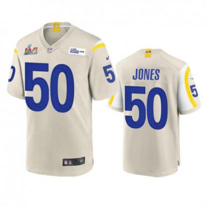 Los Angeles Los Angeles Rams #50 Ernest Jones Men's Super Bowl LVI Patch Nike Game NFL Jersey - Bone