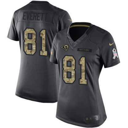 Nike Los Angeles Rams #81 Gerald Everett Black Women's Stitched NFL Limited 2016 Salute to Service Jersey