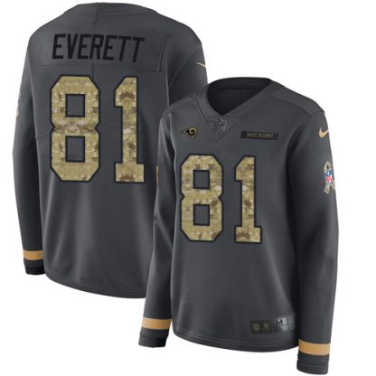 Nike Los Angeles Rams #81 Gerald Everett Anthracite Salute to Service Women's Stitched NFL Limited Therma Long Sleeve Jersey