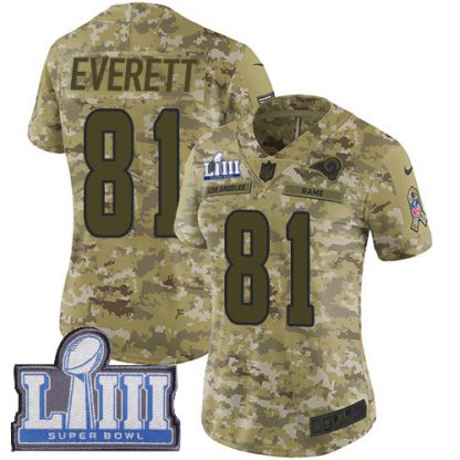 Nike Los Angeles Rams #81 Gerald Everett Camo Super Bowl LIII Bound Women's Stitched NFL Limited 2018 Salute to Service Jersey