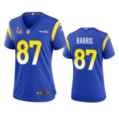 Los Angeles Los Angeles Rams #87 Jacob Harris Women's Super Bowl LVI Patch Nike Game NFL Jersey - Royal