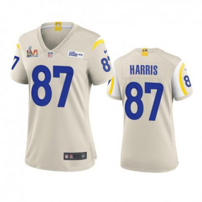 Los Angeles Los Angeles Rams #87 Jacob Harris Women's Super Bowl LVI Patch Nike Game NFL Jersey - Bone