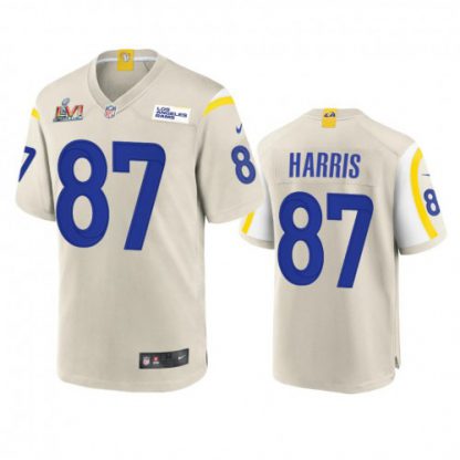 Los Angeles Los Angeles Rams #87 Jacob Harris Men's Super Bowl LVI Patch Nike Game NFL Jersey - Bone