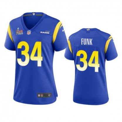 Los Angeles Los Angeles Rams #34 Jake Funk Women's Super Bowl LVI Patch Nike Game NFL Jersey - Royal