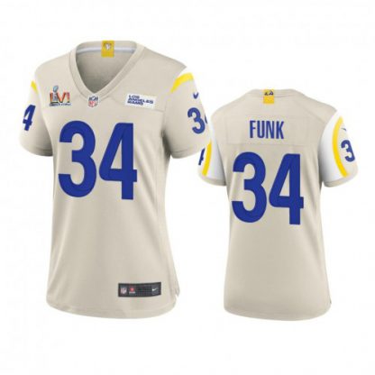 Los Angeles Los Angeles Rams #34 Jake Funk Women's Super Bowl LVI Patch Nike Game NFL Jersey - Bone