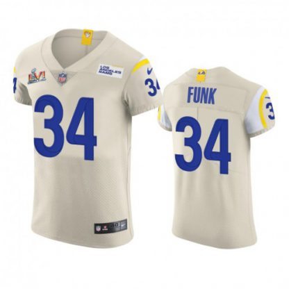 Los Angeles Los Angeles Rams #34 Jake Funk Men's Super Bowl LVI Patch Nike Vapor Elite Player NFL Jersey - Bone