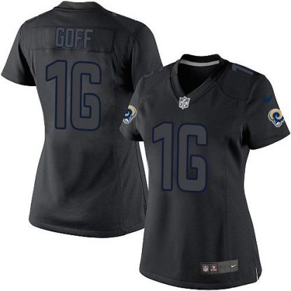 Nike Los Angeles Rams #16 Jared Goff Black Impact Women's Stitched NFL Limited Jersey