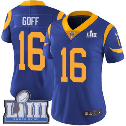 Nike Los Angeles Rams #16 Jared Goff Royal Blue Alternate Super Bowl LIII Bound Women's Stitched NFL Vapor Untouchable Limited Jersey