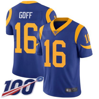 Nike Los Angeles Rams #16 Jared Goff Royal Blue Alternate Men's Stitched NFL 100th Season Vapor Limited Jersey