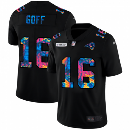 Los Angeles Los Angeles Rams #16 Jared Goff Men's Nike Multi-Color Black 2020 NFL Crucial Catch Vapor Untouchable Limited Jersey