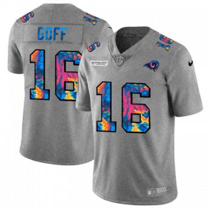 Los Angeles Los Angeles Rams #16 Jared Goff Men's Nike Multi-Color 2020 NFL Crucial Catch NFL Jersey Greyheather