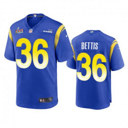 Los Angeles Los Angeles Rams #36 Jerome Bettis Men's Super Bowl LVI Patch Nike Game NFL Jersey - Royal