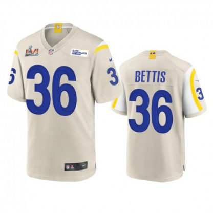 Los Angeles Los Angeles Rams #36 Jerome Bettis Men's Super Bowl LVI Patch Nike Game NFL Jersey - Bone