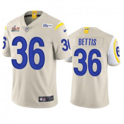 Los Angeles Los Angeles Rams #36 Jerome Bettis Men's Super Bowl LVI Patch Nike Vapor Limited NFL Jersey - Bone